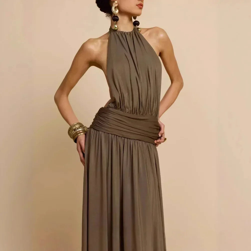 Aurore™ | Open-Back Pleated Evening Gown