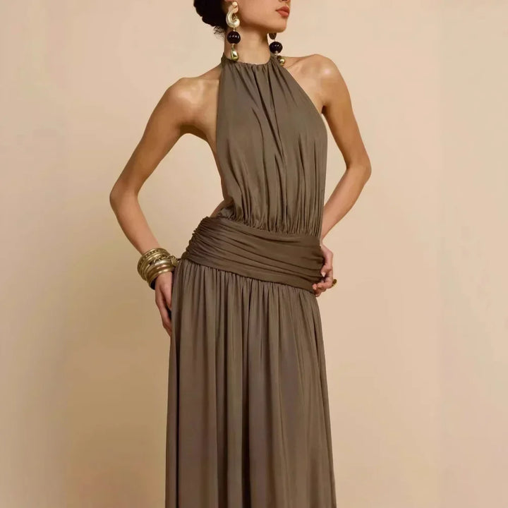 Aurore™ | Open-Back Pleated Evening Gown