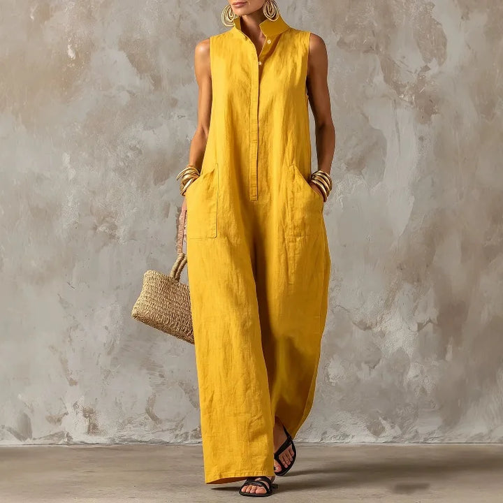 Romy™ | Sleeveless Button-Front Jumpsuit