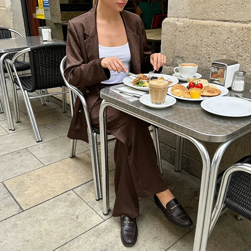 Aurore™ | Draped Pleated Blazer Trouser Set