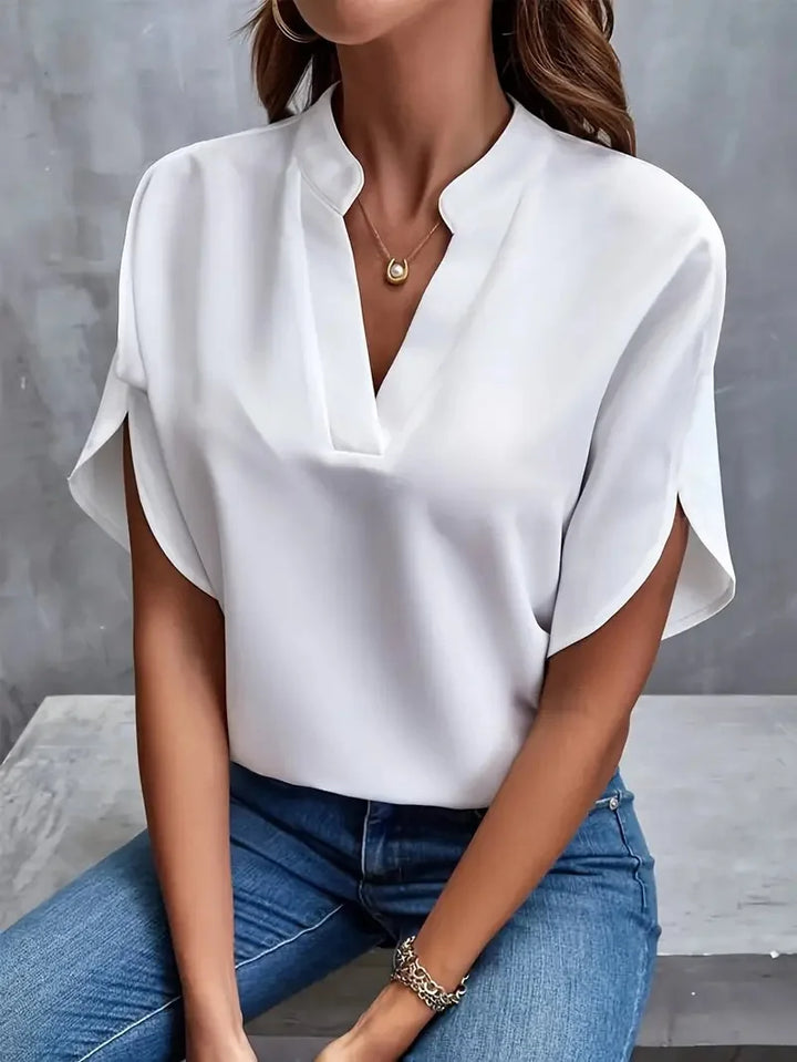 Camille™ | Soft V-Neck Half-Sleeve Blouse