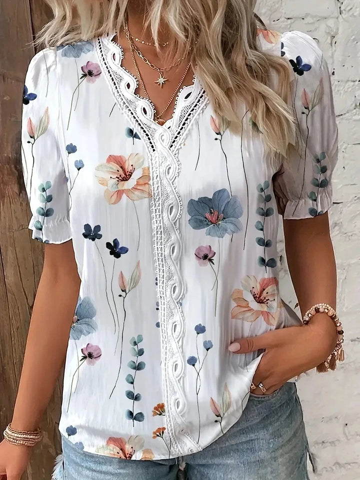 Margaux™ | V-Neck Striped Jacquard Blouse