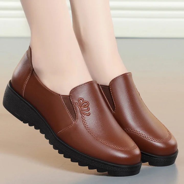 Selene™ | Embroidered Soft Leather Flat