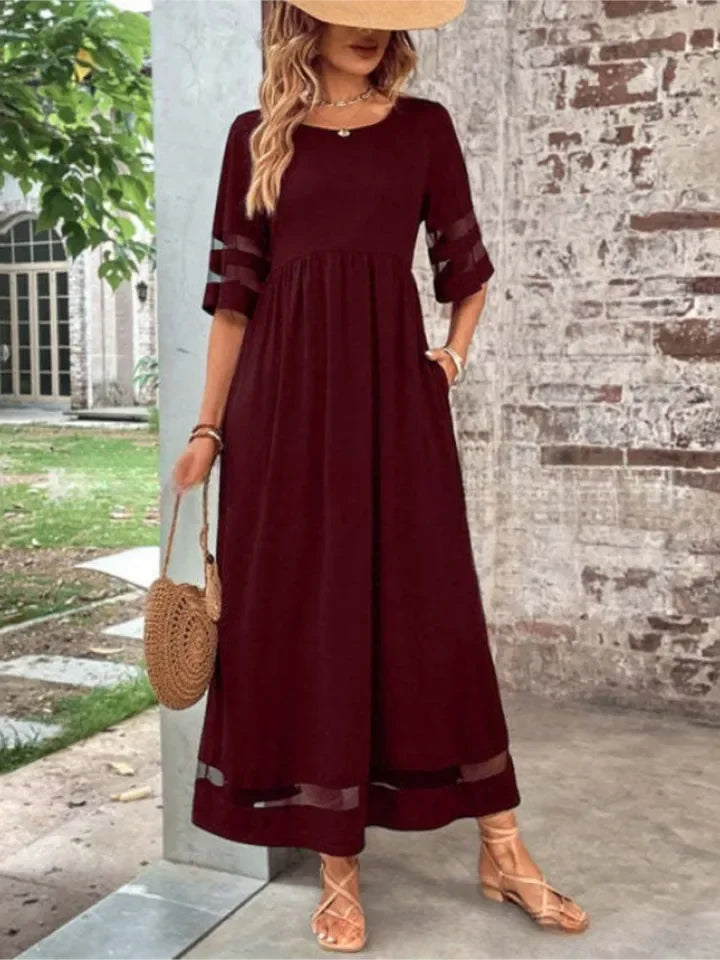Pauline™ | Sheer O-Neck Pullover Maxi Dress