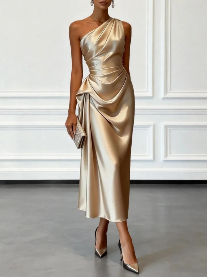 Séraphine™ | One-Shoulder Satin Ruched Gown
