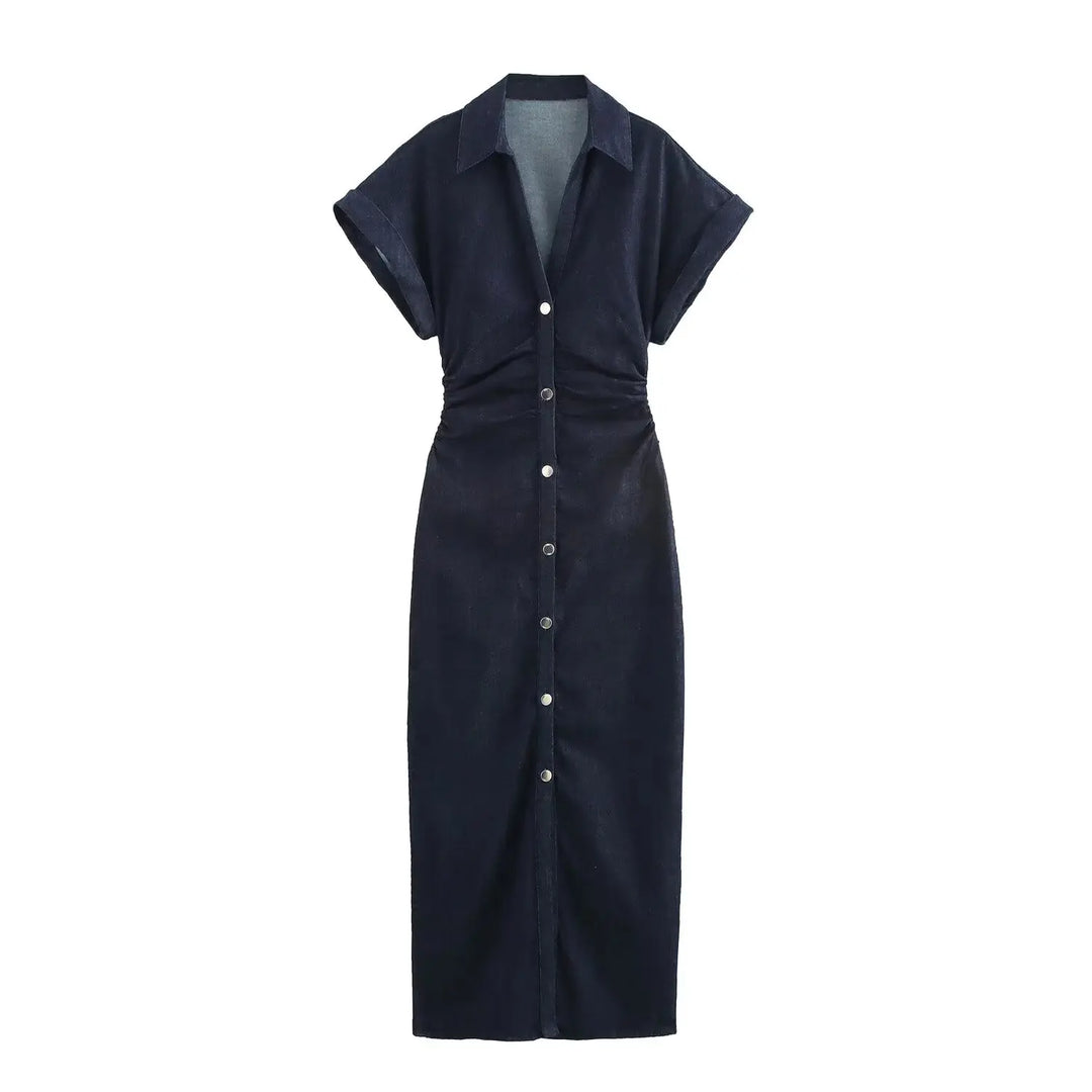 Noémie™ | Slim Waist Denim Midi Dress