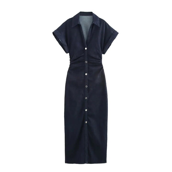 Noémie™ | Slim Waist Denim Midi Dress