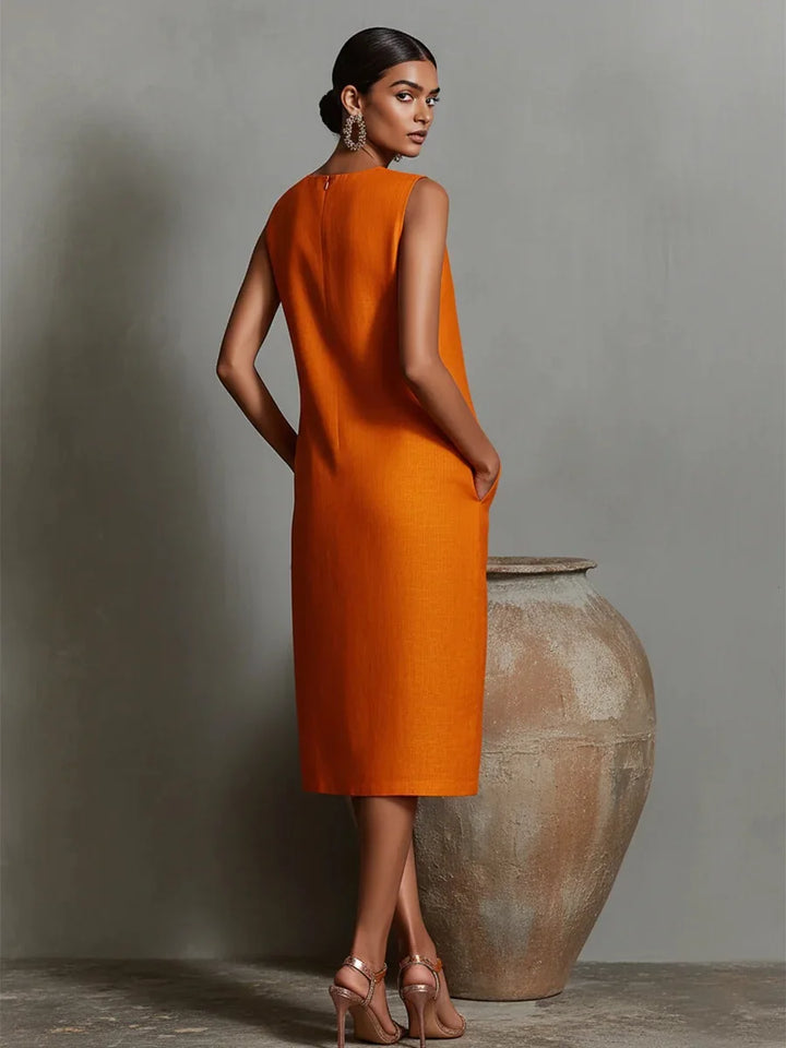 Odette™ | Sleeveless Linen Straight Maxi Dress