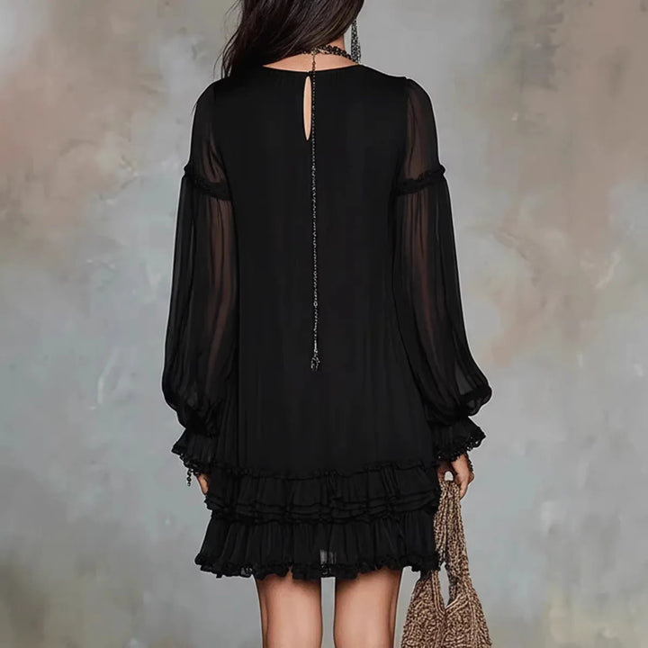 Odalie™ | Lace Patchwork Ruffle Mini Dress