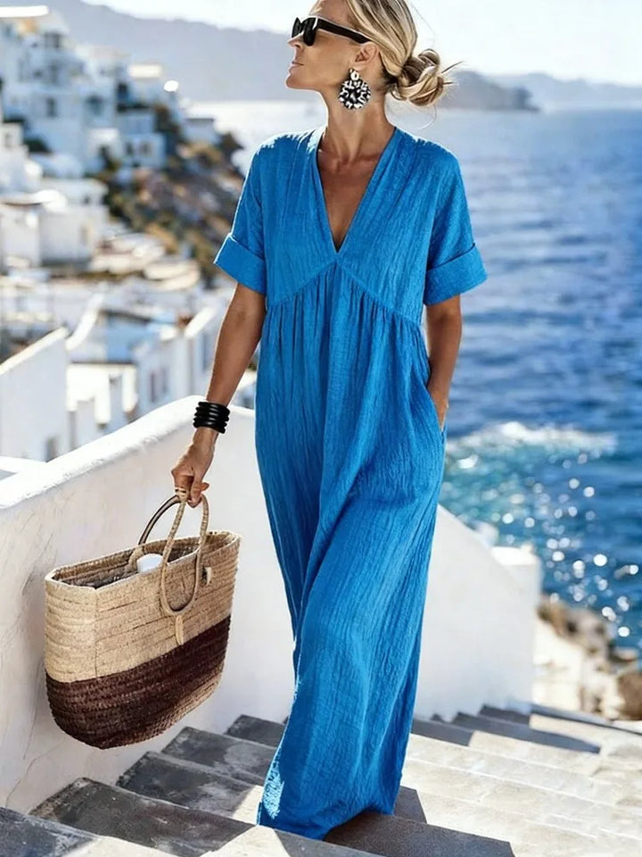 Isabelle™ | V-Neck Pocket Casual Maxi Dress