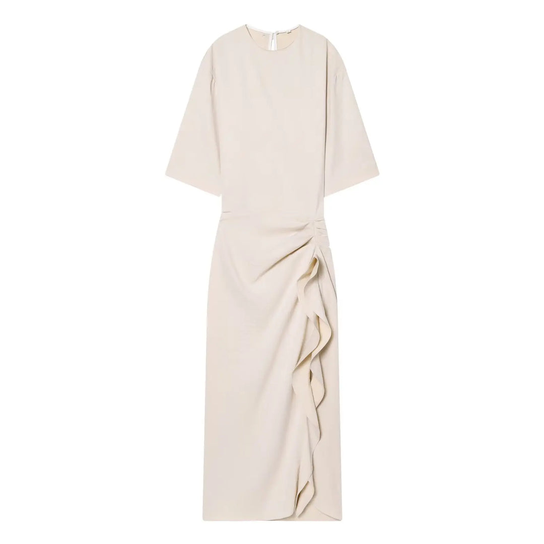 Cassandre™ | Pleated Button Waist Midi Dress
