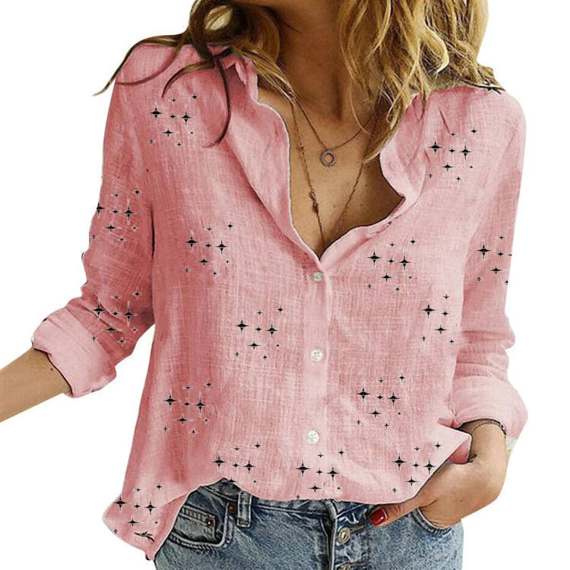Beatrice™ | Casual Cotton Linen Lapel Blouse