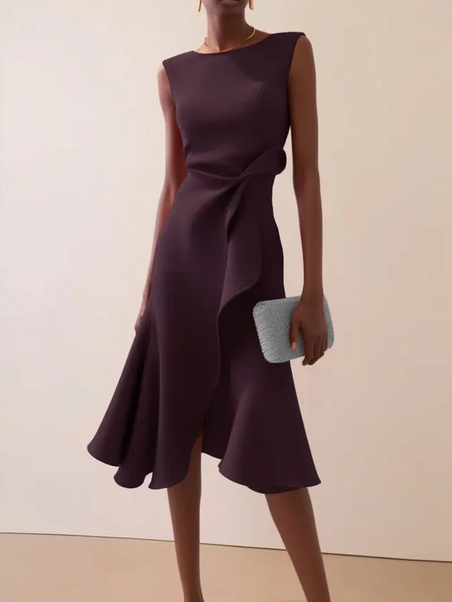 Théodora™ | Knotted Ruffle A-Line Midi Dress