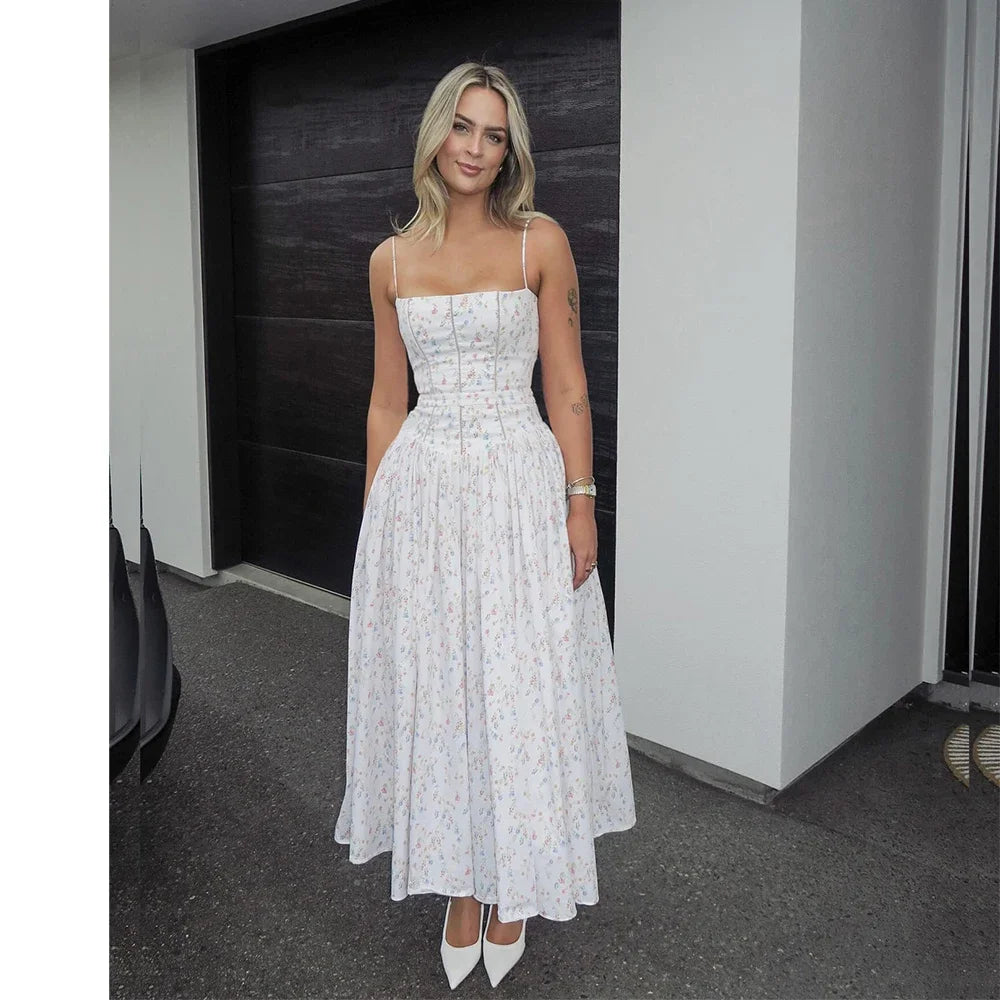 Léonie™ | Boho Spaghetti Strap Midi Sundress