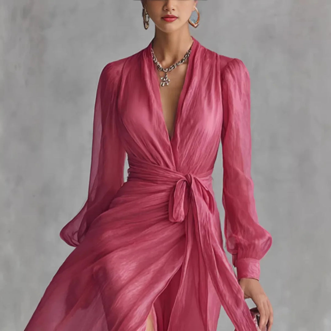 Pearl™ | Elegant Chiffon V-Neck Maxi Dress