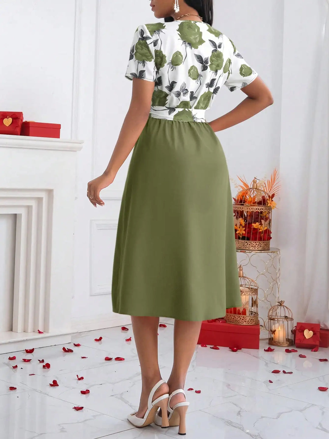 Amélie™ | Floral Tie-Waist A-Line Midi Dress