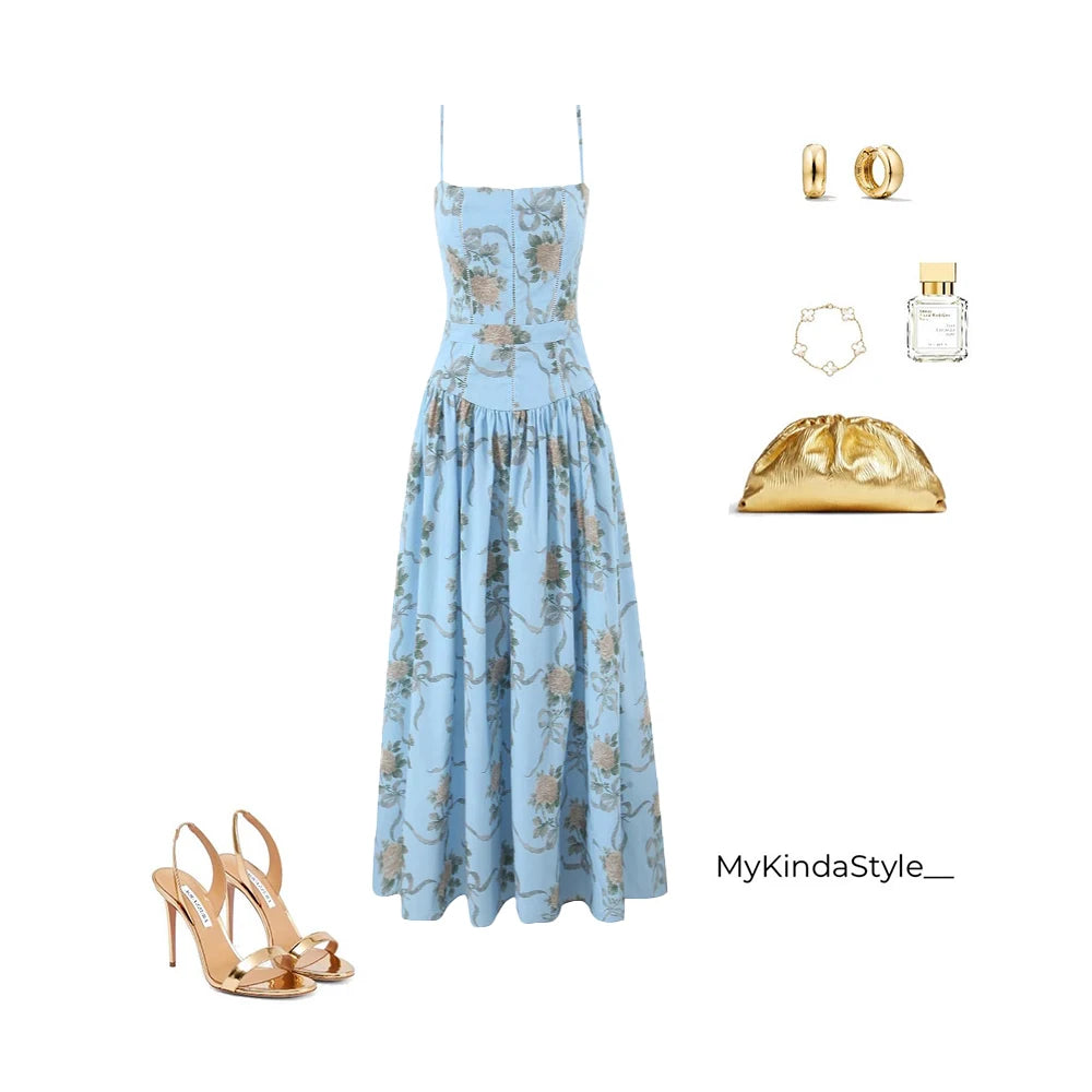 Léonie™ | Boho Spaghetti Strap Midi Sundress