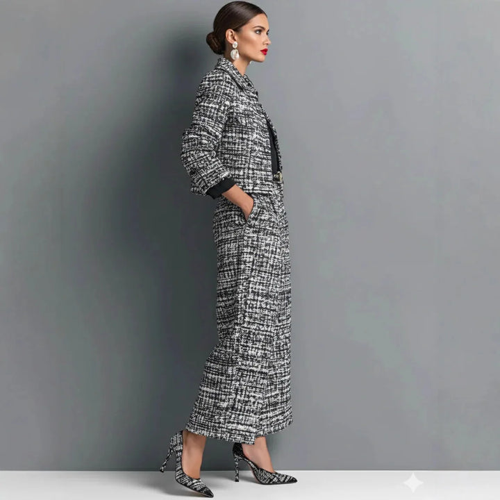 Colombe™ | Printed Button Jacket &amp; Wide-Leg Pants Set