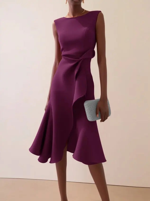 Théodora™ | Knotted Ruffle A-Line Midi Dress