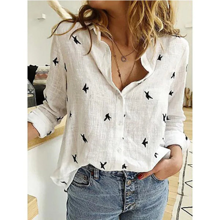 Beatrice™ | Casual Cotton Linen Lapel Blouse