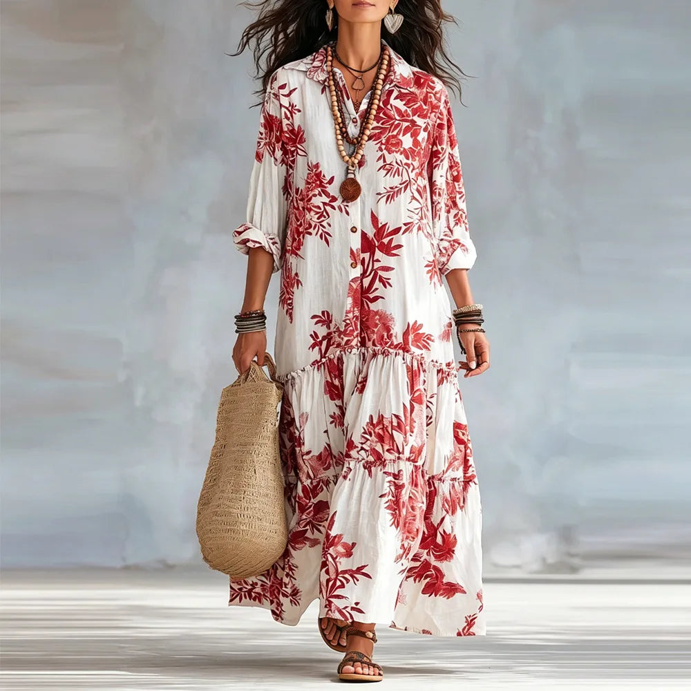 Noémie™ | Bohemian Button-Down Floral Maxi Dress