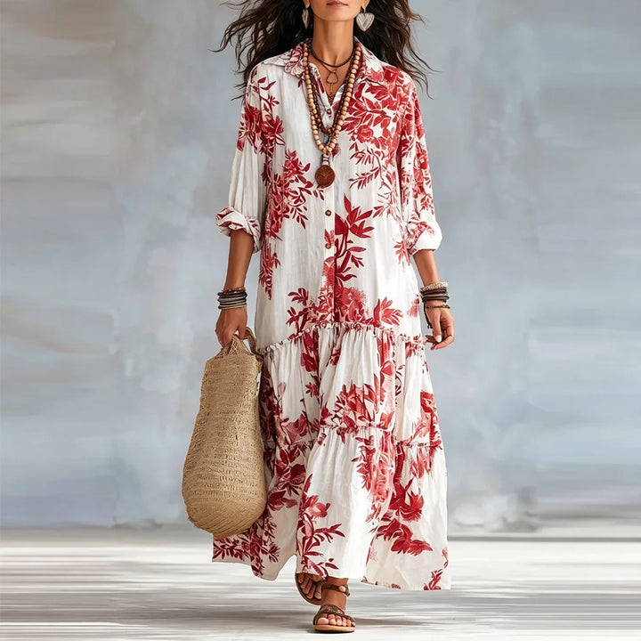 Noémie™ | Bohemian Button-Down Floral Maxi Dress