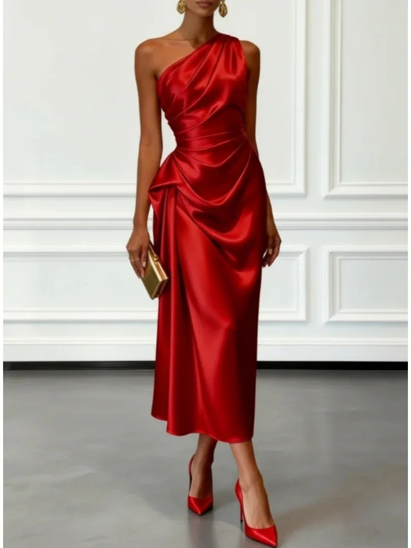 Séraphine™ | One-Shoulder Satin Ruched Gown