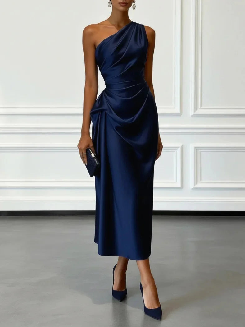 Séraphine™ | One-Shoulder Satin Ruched Gown