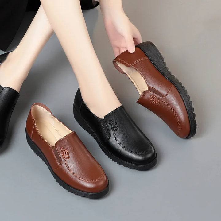 Selene™ | Embroidered Soft Leather Flat