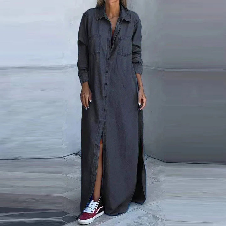 Ondine™ | Button-Front Denim Maxi Dress