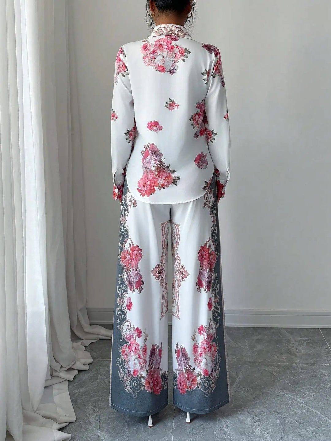 Fleur™ | Baroque Rose Print Wide-Leg Set