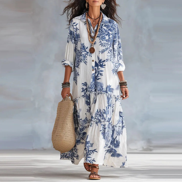 Noémie™ | Bohemian Button-Down Floral Maxi Dress