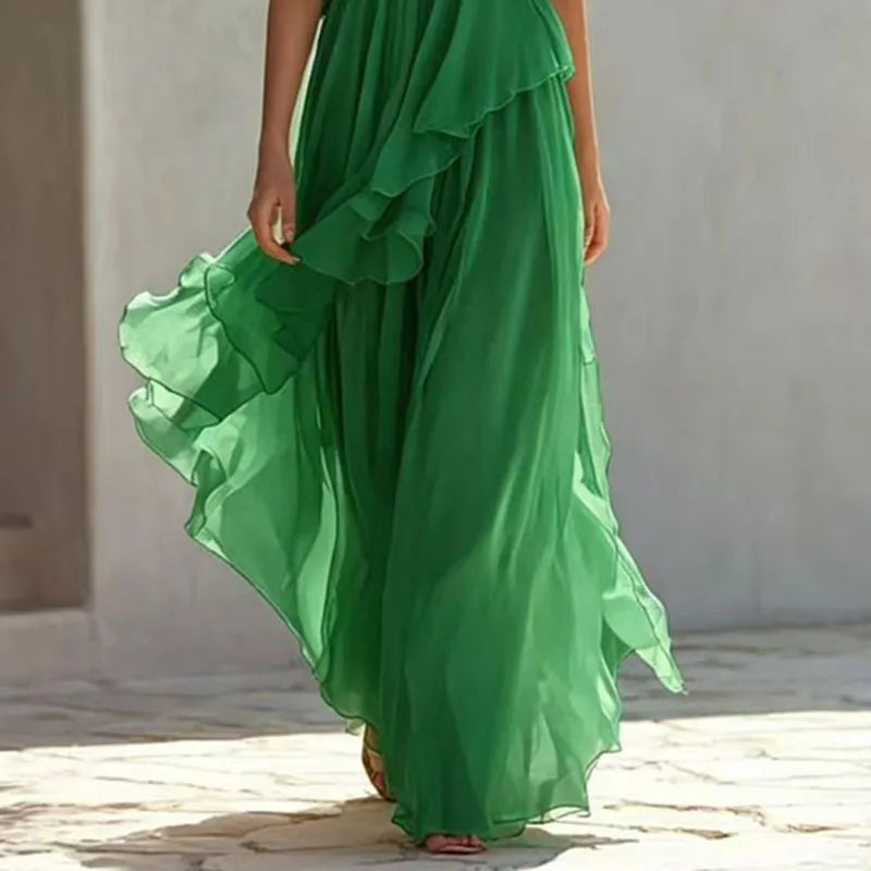 Adeline™ | One-Shoulder Tiered Ruffle Maxi Dress