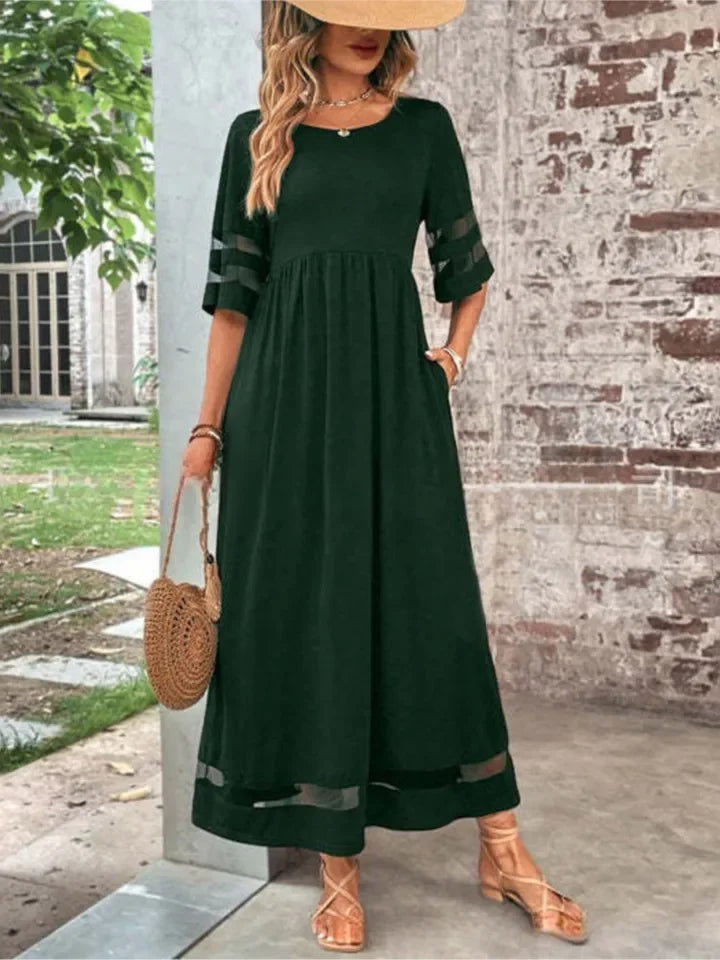 Pauline™ | Sheer O-Neck Pullover Maxi Dress