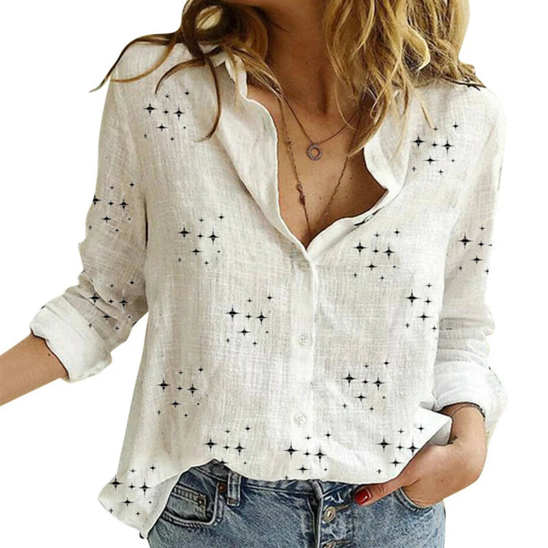Beatrice™ | Casual Cotton Linen Lapel Blouse