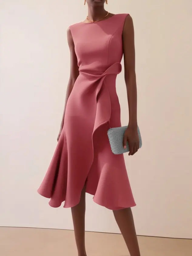 Théodora™ | Knotted Ruffle A-Line Midi Dress