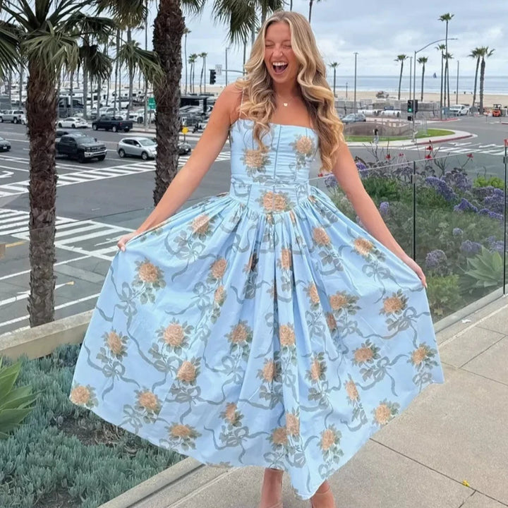 Léonie™ | Boho Spaghetti Strap Midi Sundress