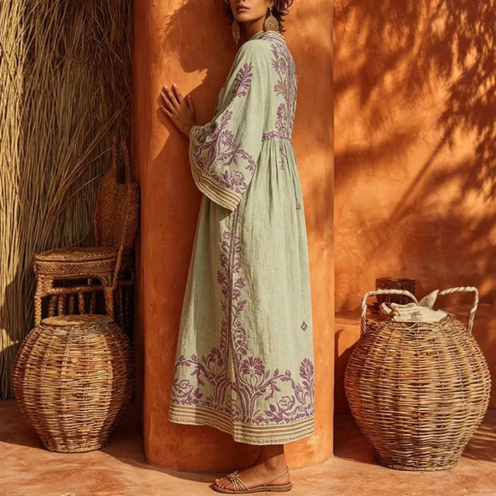 Solène™ | Embroidered Mediterranean Maxi Dress