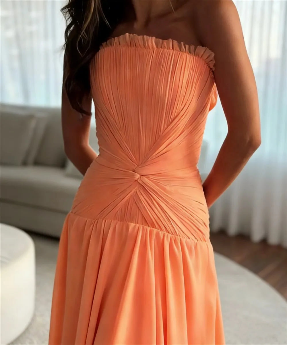 Valentina™ | Strapless Pleated Evening Gown