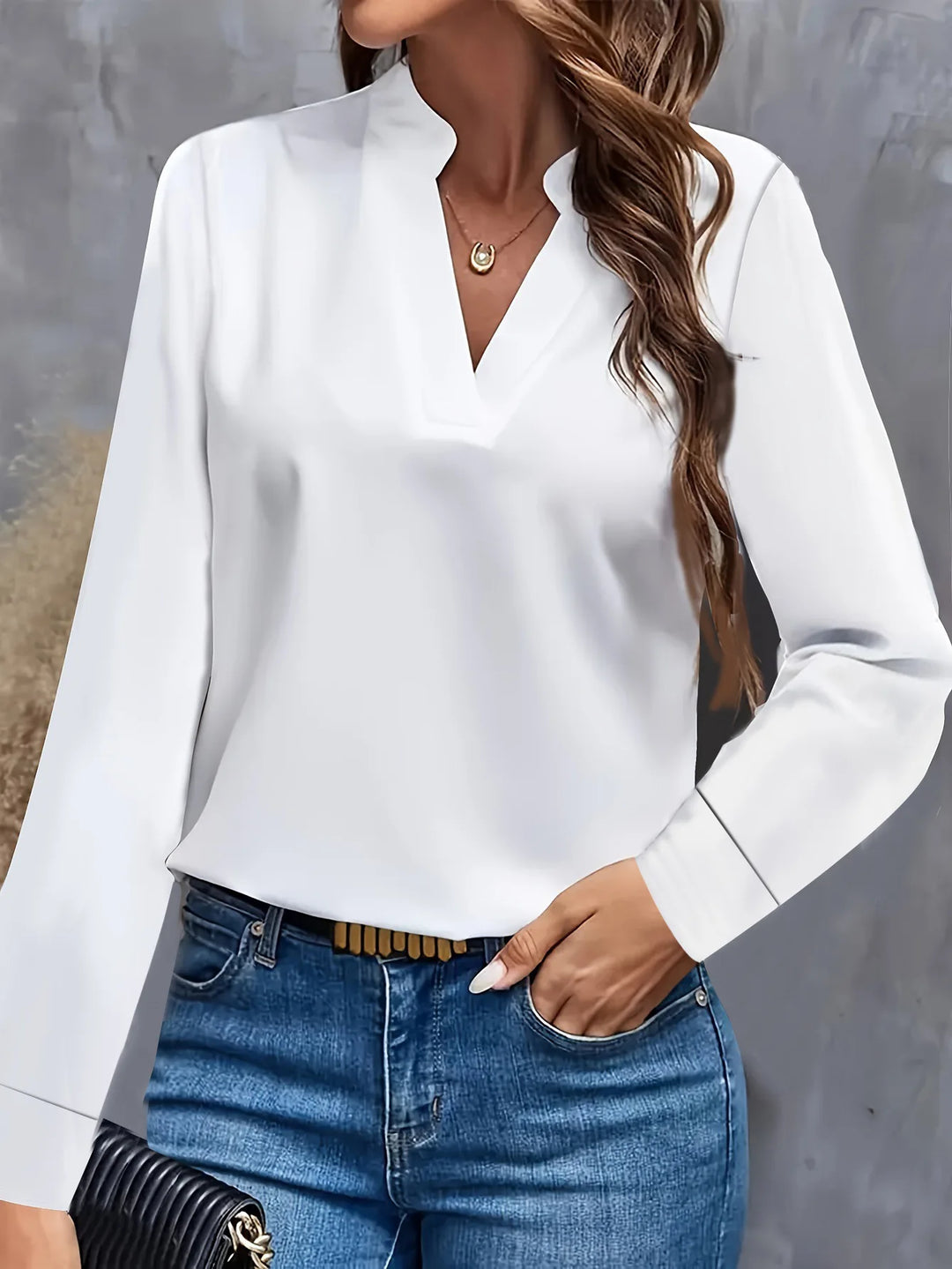 Clara™ | Flowy V-Neck Office Blouse