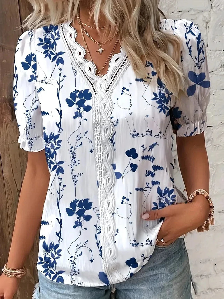 Margaux™ | V-Neck Striped Jacquard Blouse