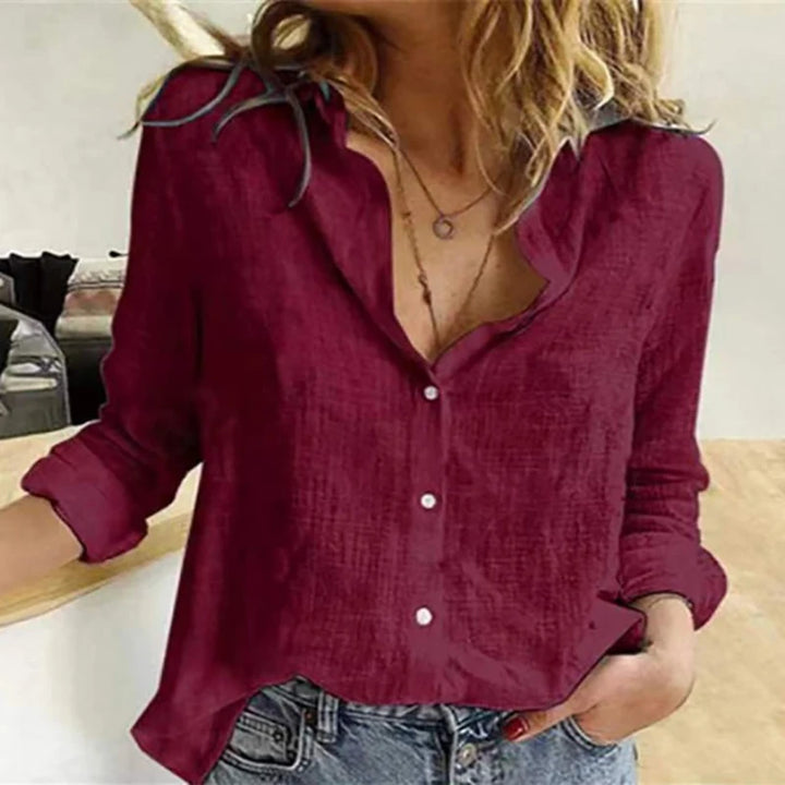 Beatrice™ | Casual Cotton Linen Lapel Blouse