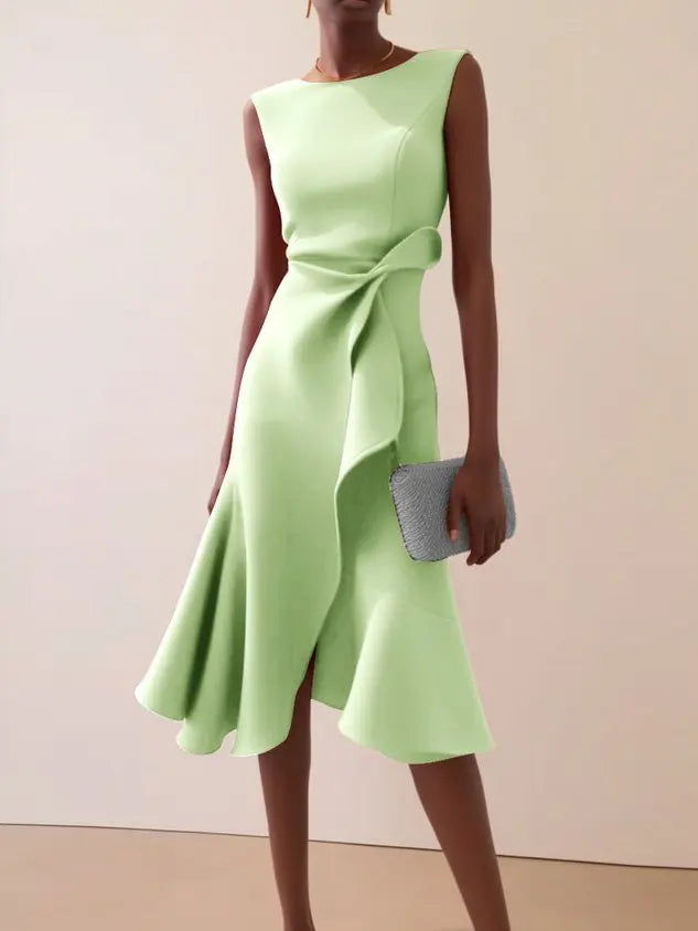 Théodora™ | Knotted Ruffle A-Line Midi Dress