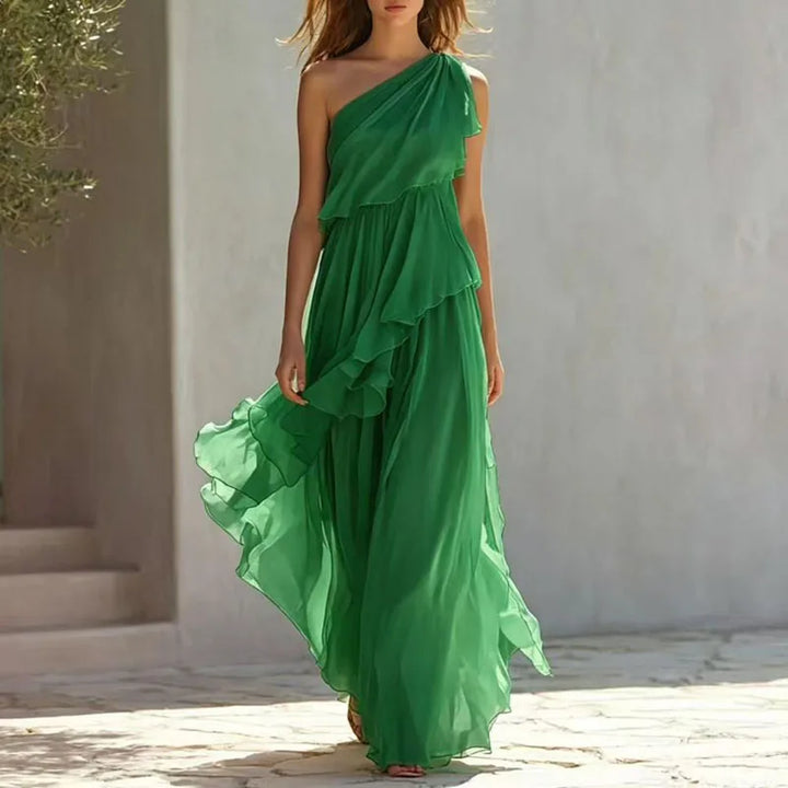 Adeline™ | One-Shoulder Tiered Ruffle Maxi Dress