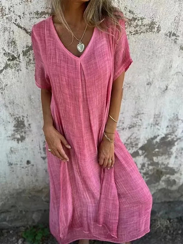 Aurélie™ | Loose-Fit V-Neck Midi Dress