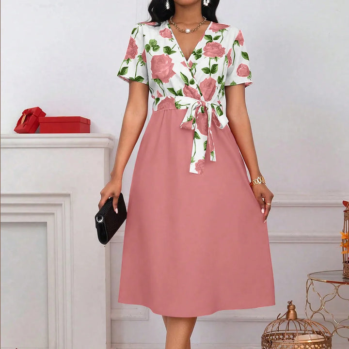 Amélie™ | Floral Tie-Waist A-Line Midi Dress