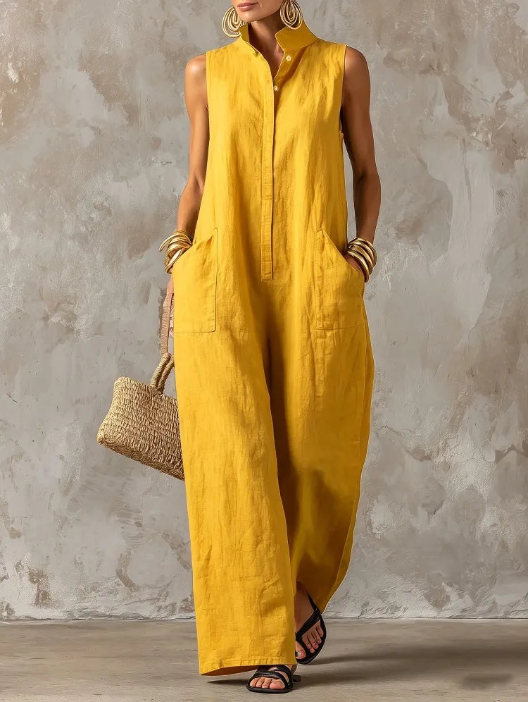 Romy™ | Sleeveless Button-Front Jumpsuit