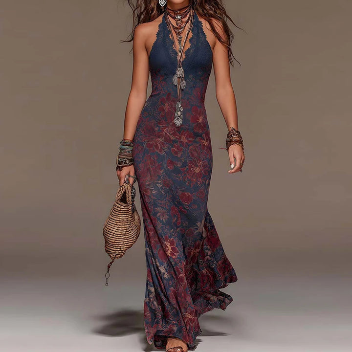 Margaux™ | Halter Lace Vintage Maxi Dress