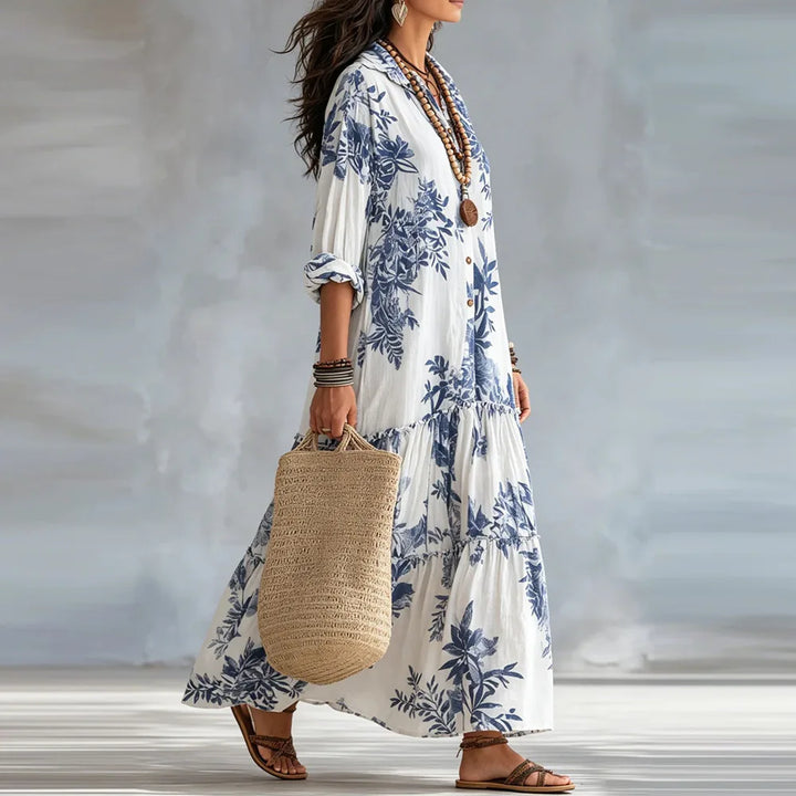 Noémie™ | Bohemian Button-Down Floral Maxi Dress