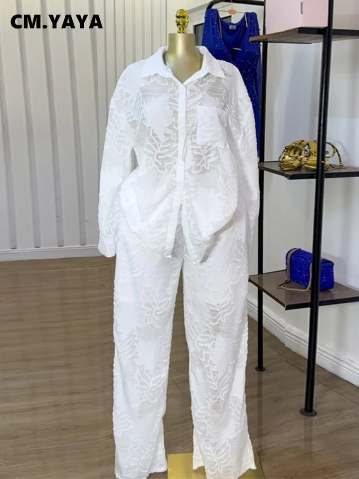 Odette™ | Sheer Sleeve Straight-Leg Set